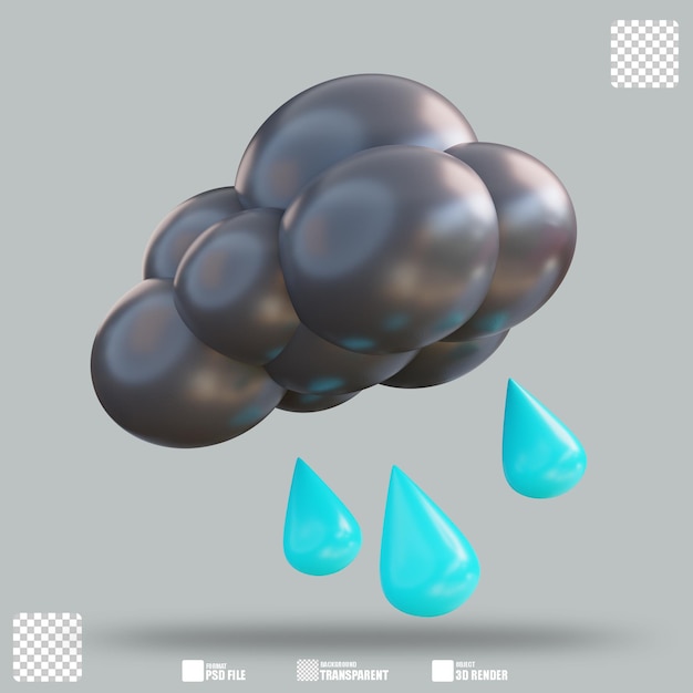 PSD ilustração 3d chuva 3