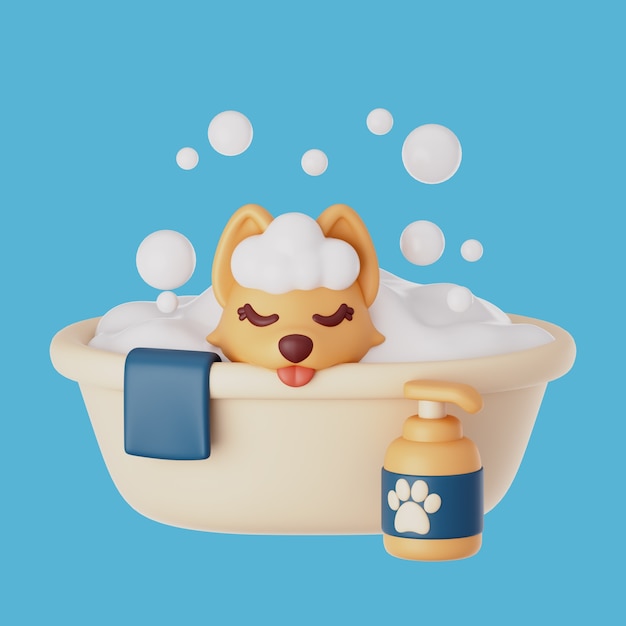 Ilustração 3D com ícone essencial para animais de estimação