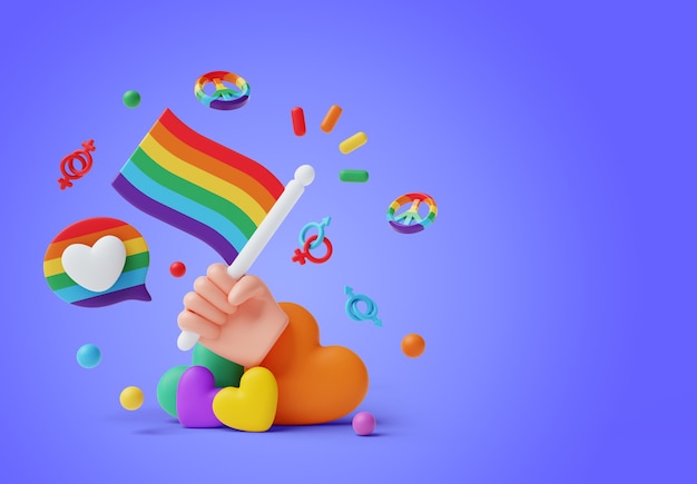 Ilustração 3d com mês de orgulho lgbti ainda llife