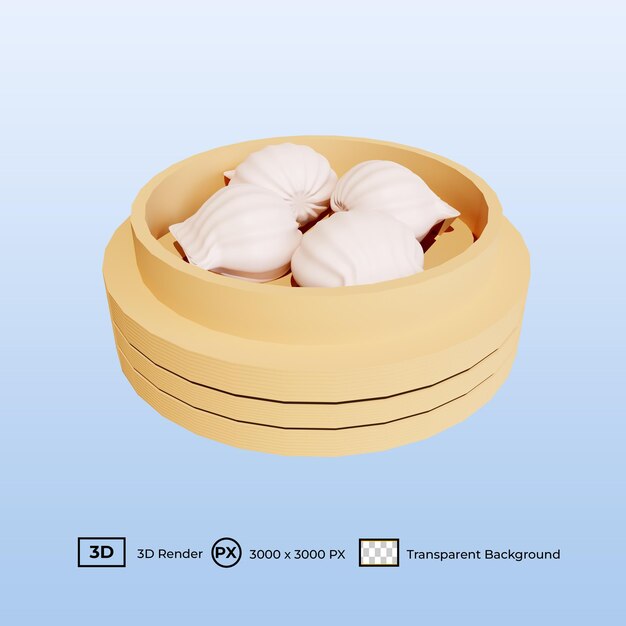 PSD ilustração 3d comida chinesa har gow