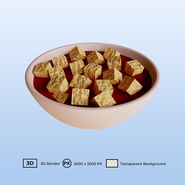 PSD ilustração 3d comida chinesa mapo tofu