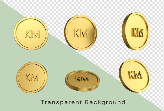 ilustração 3D Conjunto de moedas de ouro da marca conversível da Bósnia e Herzegovina em anjos diferentes