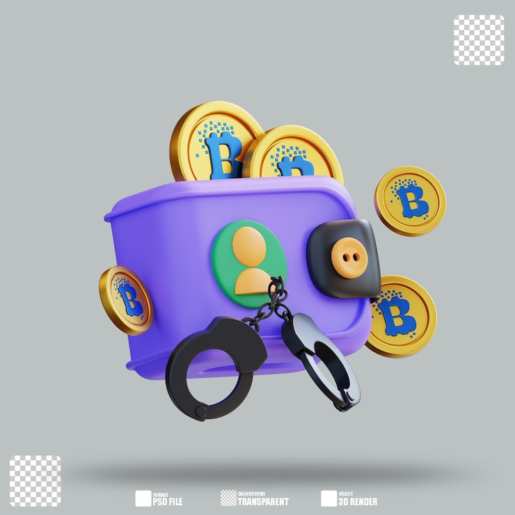 PSD ilustração 3d cripto crime 3