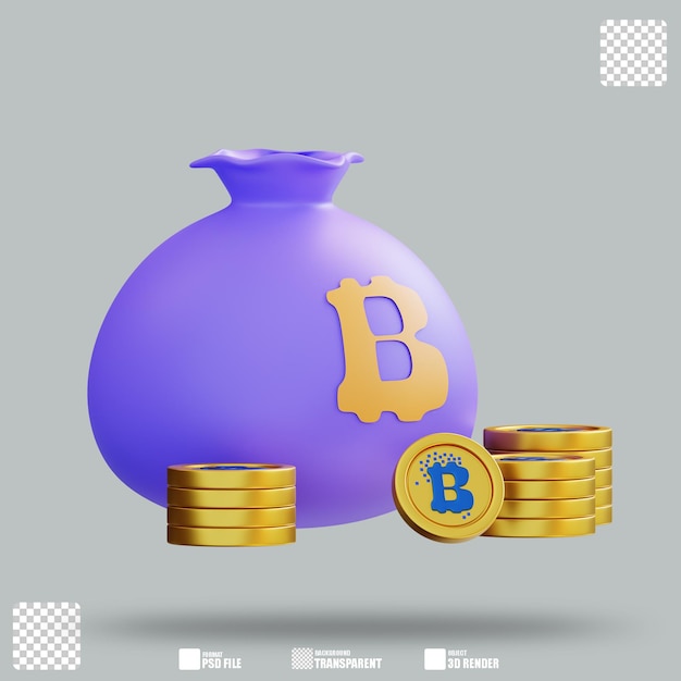 Ilustração 3D Cripto Investimento 3
