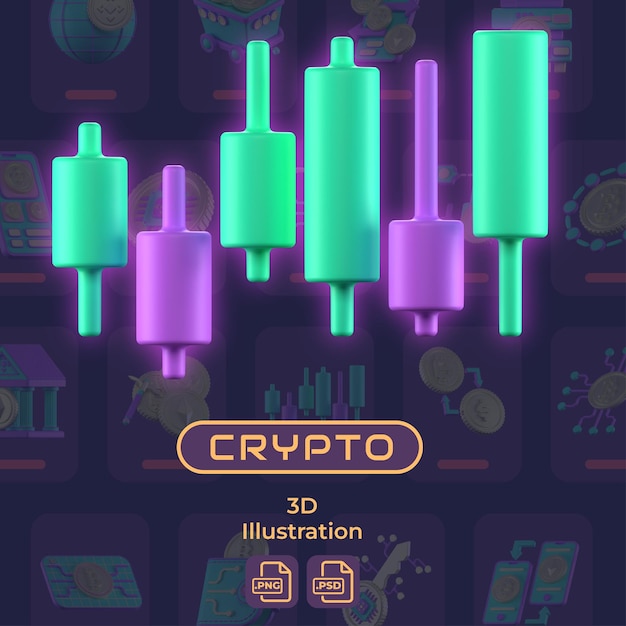 PSD ilustração 3d crypto