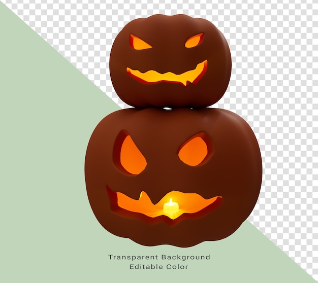 ilustração 3D da abóbora de Halloween duas dentro da vela brilhante elemento de design de fundo de Halloween