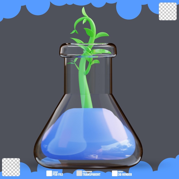 PSD ilustração 3d da análise de plantas 4