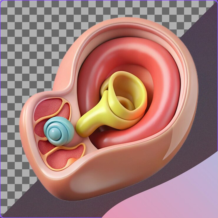PSD ilustração 3d da anatomia do ouvido interno