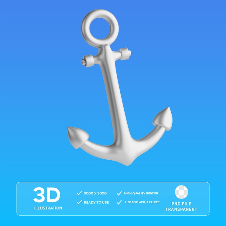 PSD ilustração 3d da âncora psd