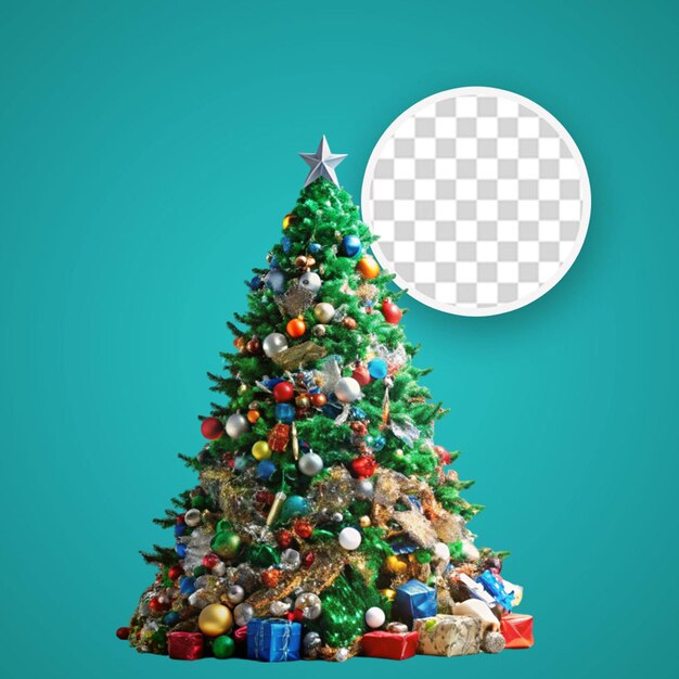 PSD ilustração 3d da árvore de natal com bolas vermelhas