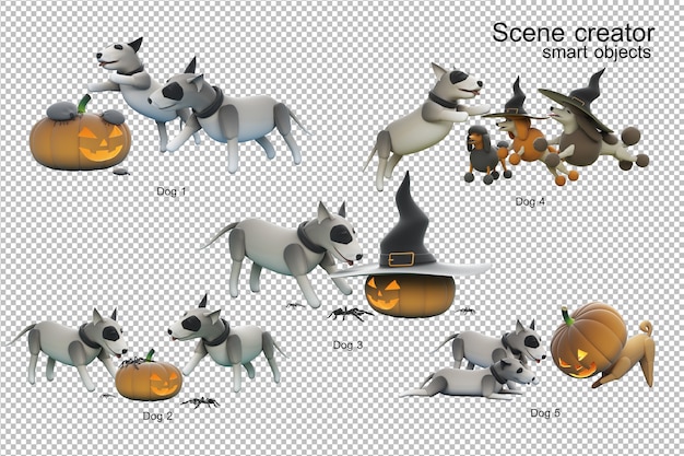 Ilustração 3d da atividade do cão isolada