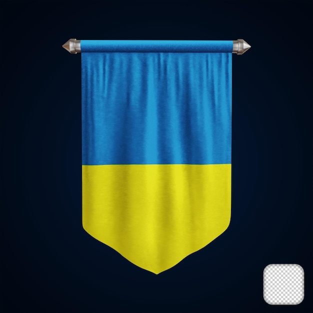 Ilustração 3D da bandeira da Ucrânia
