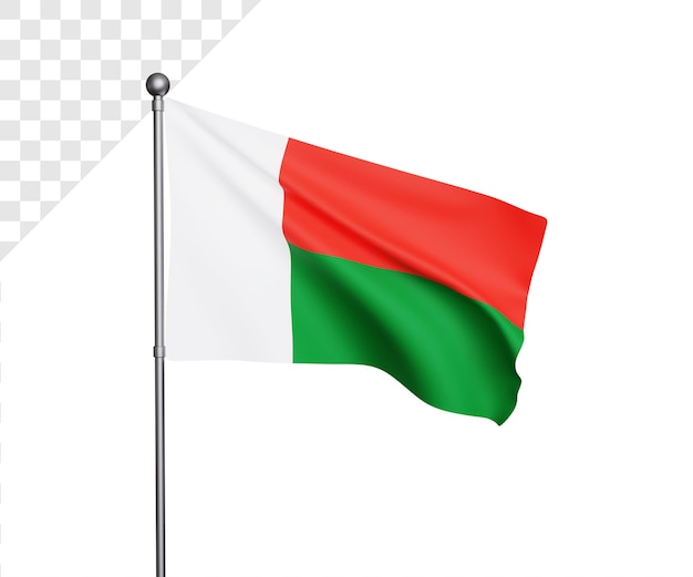 Ilustração 3d da bandeira de madagascar