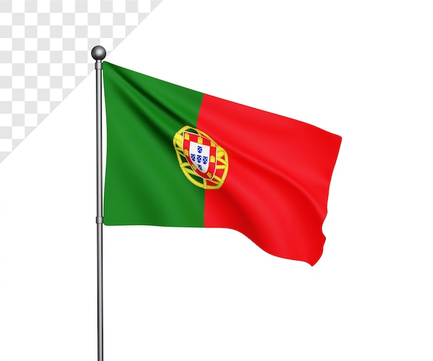 Ilustração 3d da bandeira de portugal