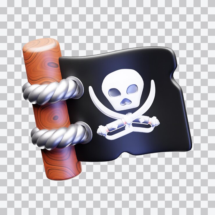 PSD ilustração 3d da bandeira pirata