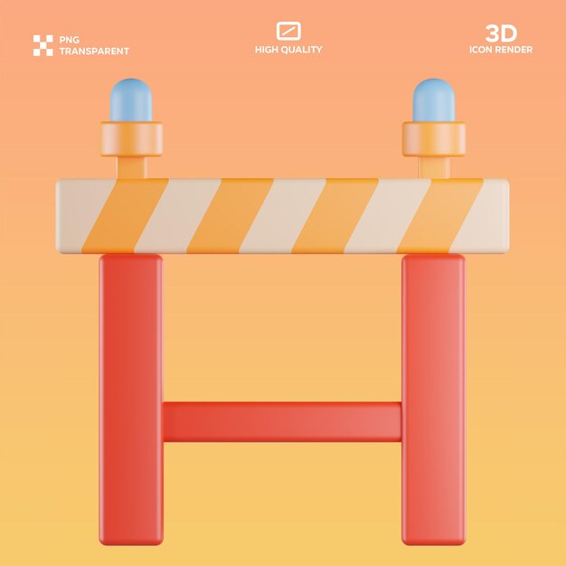 Ilustração 3D da barreira de construção PSD
