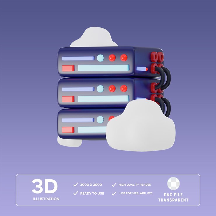 PSD ilustração 3d da base de dados em nuvem psd
