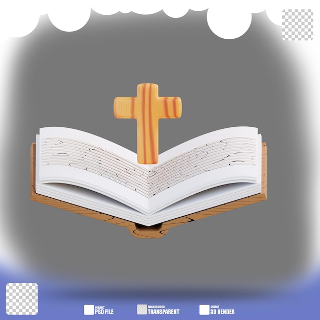 ilustração 3D da Bíblia Sagrada da religião cristã 3