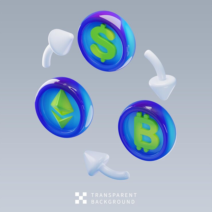 PSD ilustração 3d da bolsa de criptomoedas psd