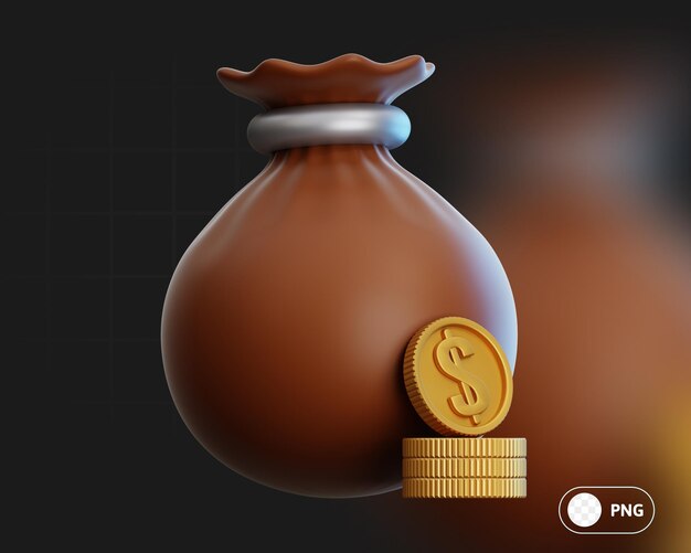 PSD ilustração 3d da bolsa de dinheiro