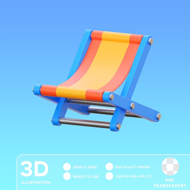 PSD ilustração 3d da cadeira de praia psd