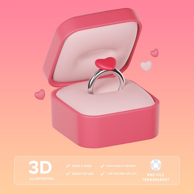 Ilustração 3D da caixa de anel PSD