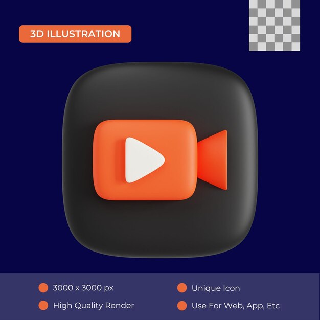 PSD ilustração 3d da câmera de vídeo