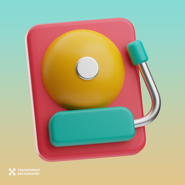 Ilustração 3D da campainha da escola PSD