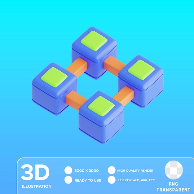 PSD ilustração 3d da conexão psd blockchain