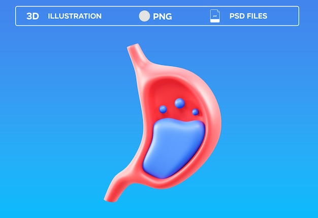 Ilustração 3D da digestão do PSD