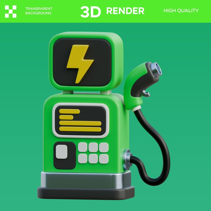 PSD ilustração 3d da estação de carregamento de automóveis psd