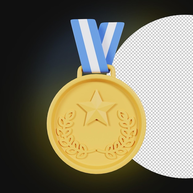 Ilustração 3D da estrela da medalha de ouro PSD Premium