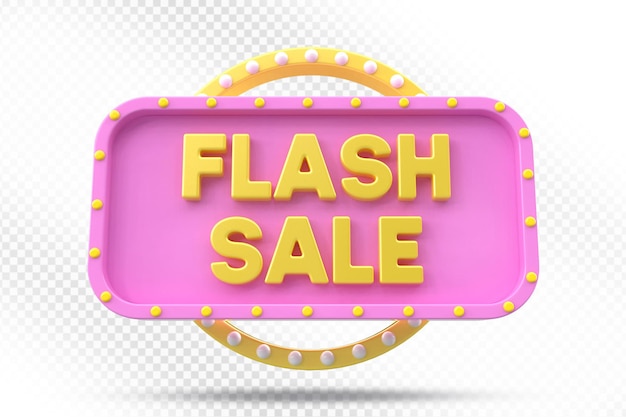 Ilustração 3D da etiqueta de venda em flash