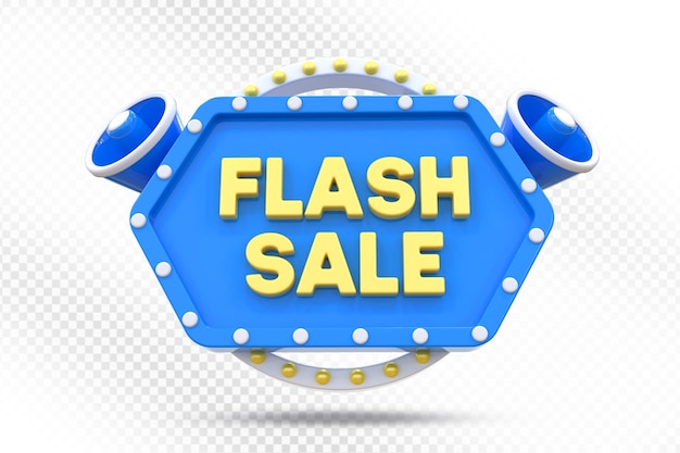 Ilustração 3D da etiqueta de venda em flash