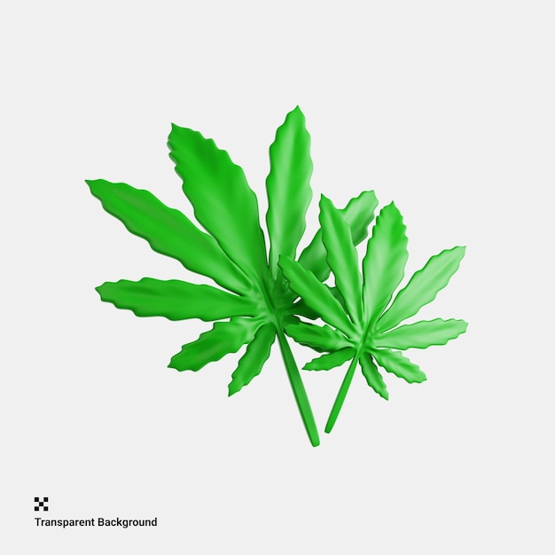 PSD ilustração 3d da folha de erva de cannabis com propriedades medicinais