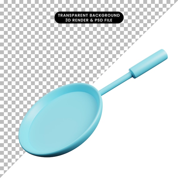 Ilustração 3d da frigideira para utensílios de cozinha