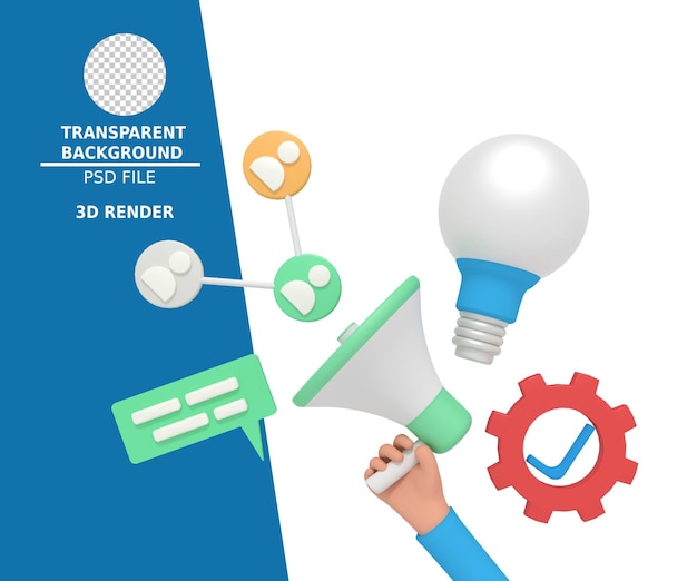 ilustração 3D da ideia de marketing de lâmpada