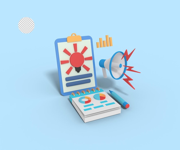 ilustração 3D da ideia de marketing