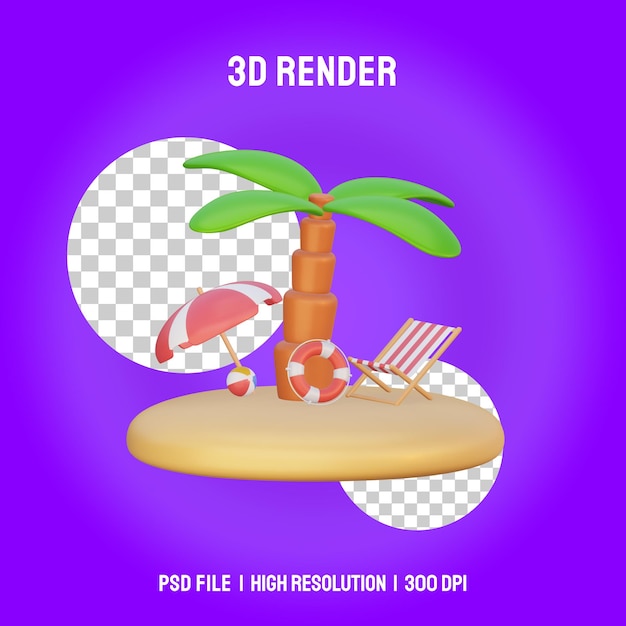 Ilustração 3D da Ilha de Verão