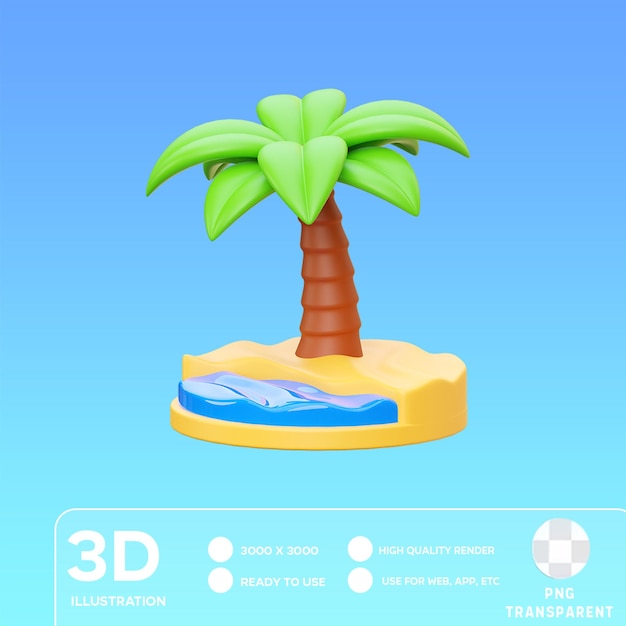 PSD ilustração 3d da ilha psd