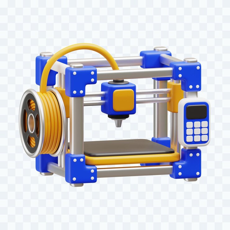 PSD ilustração 3d da impressora 3d anexada