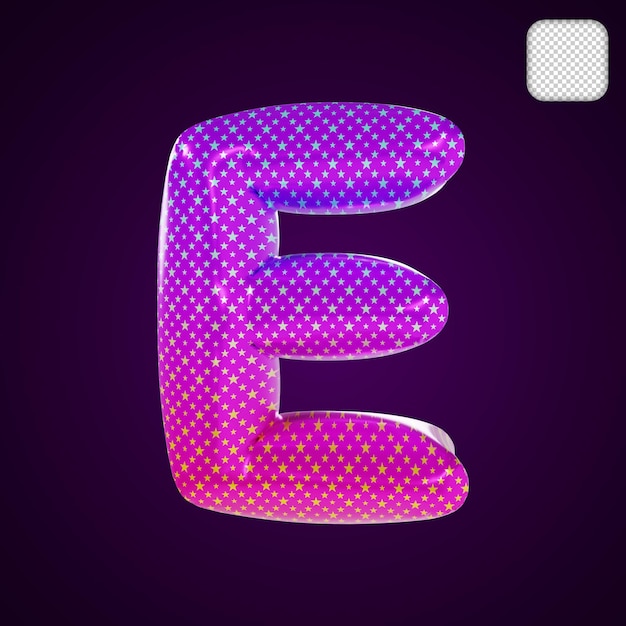 Ilustração 3D da letra E do alfabeto infantil