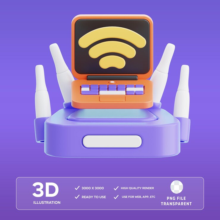PSD ilustração 3d da ligação à internet psd
