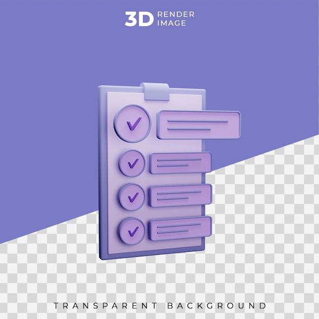 Ilustração 3d da lista de verificação