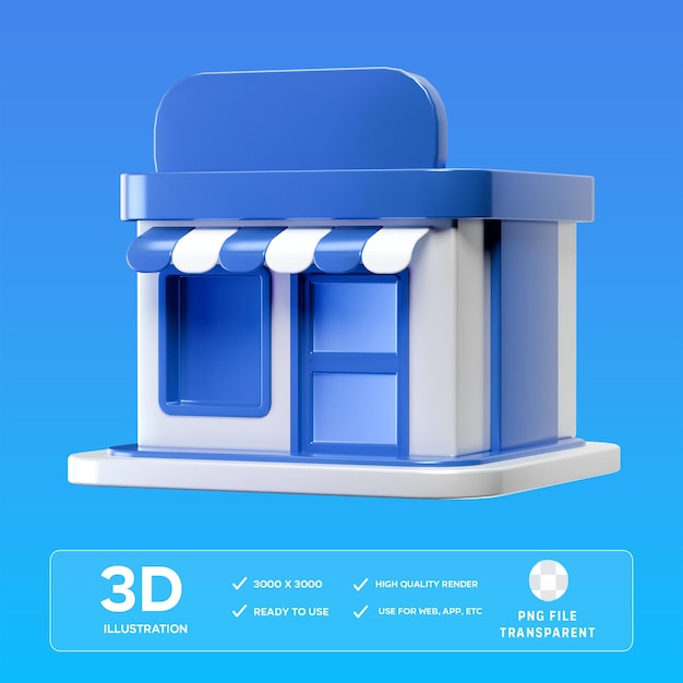 Ilustração 3D da loja PSD