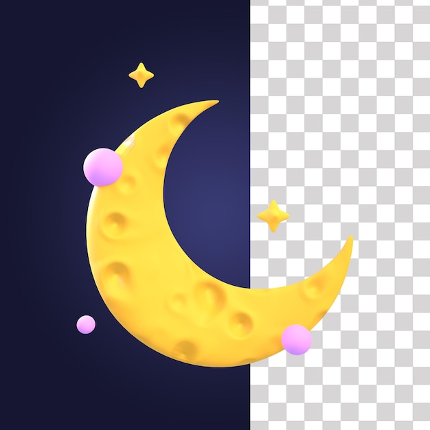 PSD ilustração 3d da lua crescente