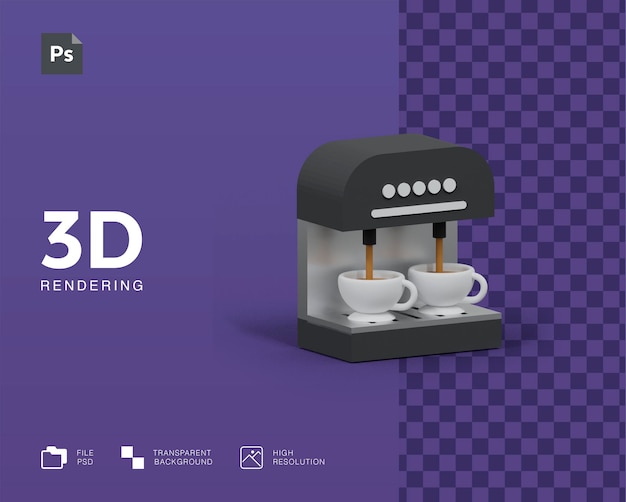 PSD ilustração 3d da máquina de café