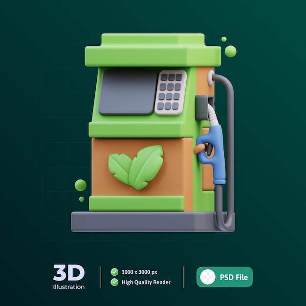 Ilustração 3D da máquina de combustível ecológico