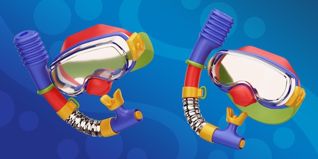 Ilustração 3D da máscara de mergulho