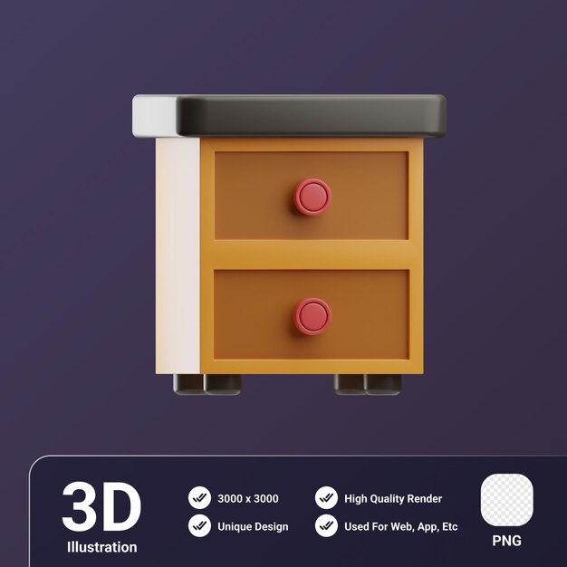 PSD ilustração 3d da mesa de objetos de escritório